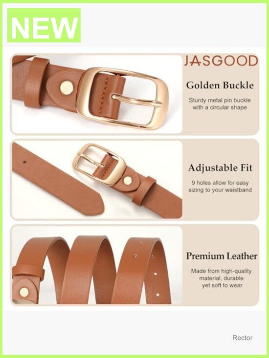 3 Pack Faux Leather Belts for Women Adjustable Fashion Gold Buckle main image 5